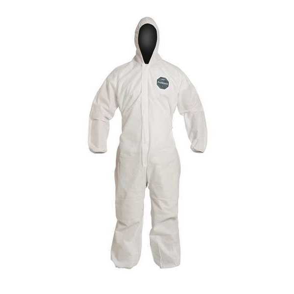 Dupont Hooded Disposable Coverall, 3XL, 25 PK, White, SMS, Zipper PB127SWH3X002500