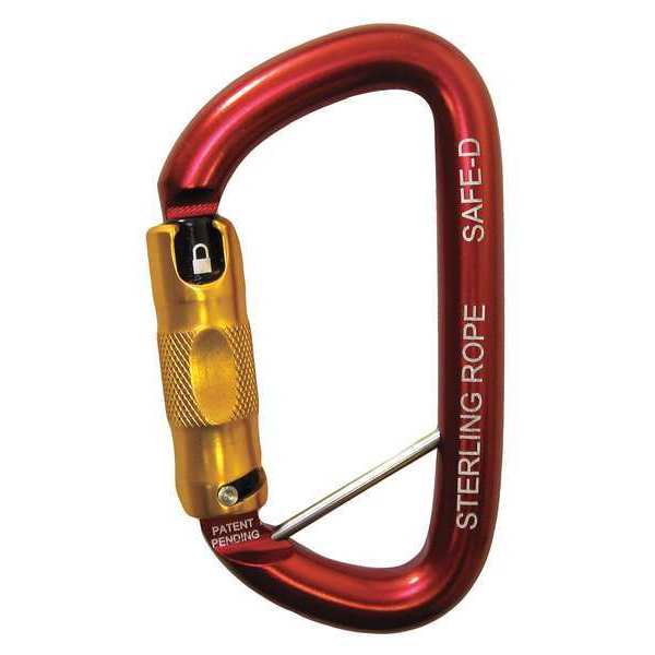 Sterling Rope Carabiner, Auto-Lock, Aluminum, Red HWSAFEDTL