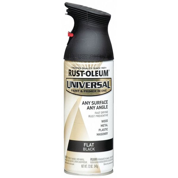 Rust-Oleum Spray Paint, Black, Flat, 12 oz 245198