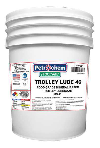 Petrochem Food Grade Trolley Lubricant, 5 Gal. FOODSAFE TROLLEY LUBE 46-005