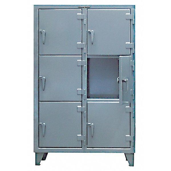 Strong Hold Wardrobe Locker, 42 in W, 18 in D, 68 in H, (4) Wide, (12) Openings, Dark Gray 3.55-18-3TMT