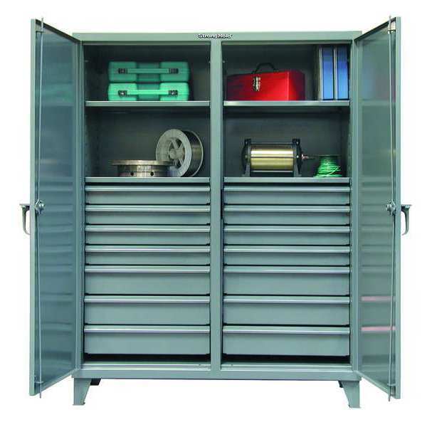 Strong Hold 12 ga. ga. Steel Storage Cabinet, 72 in W, 78 in H, Stationary 66-DS-244-14DB