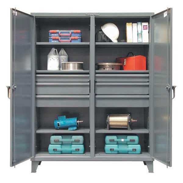 Strong Hold 12 ga. ga. Steel Storage Cabinet, 60 in W, 78 in H, Stationary 56-DS-246-6DB