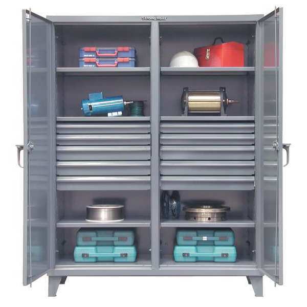 Strong Hold 12 ga. ga. Steel Storage Cabinet, 72 in W, 78 in H, Stationary 66-DS-246-10DB