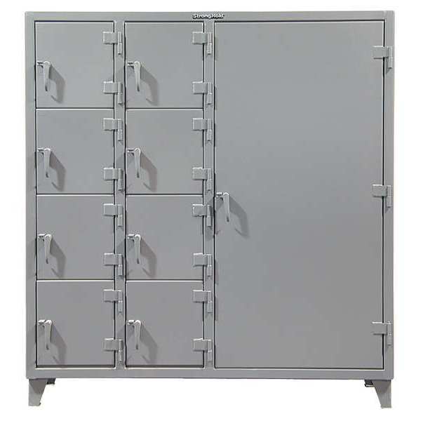 Strong Hold Box Locker/Wardrobe Combo, 72 in W, 24 in D, 78 in H, (3) Wide, (9) Openings, Dark Gray 66-1/2DS-4TMT-244