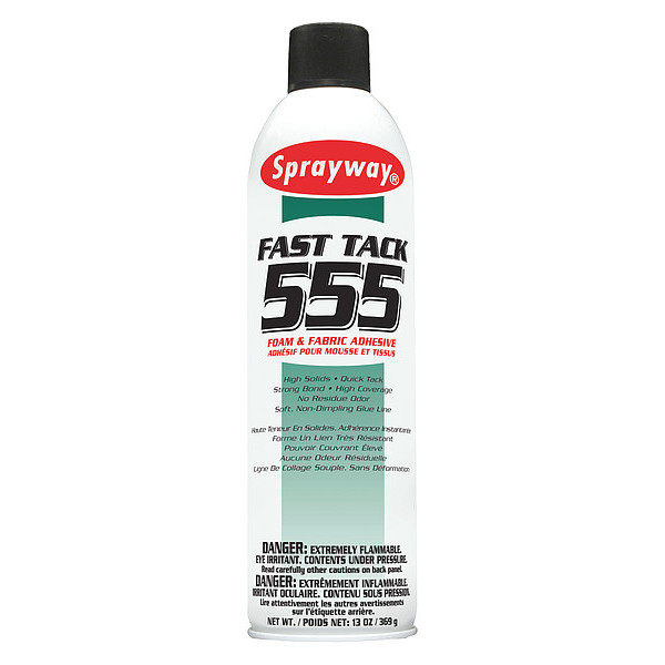 Sprayway Spray Adhesive, 20 oz, Aerosol Can, Begins to Harden in 2 hr SW555