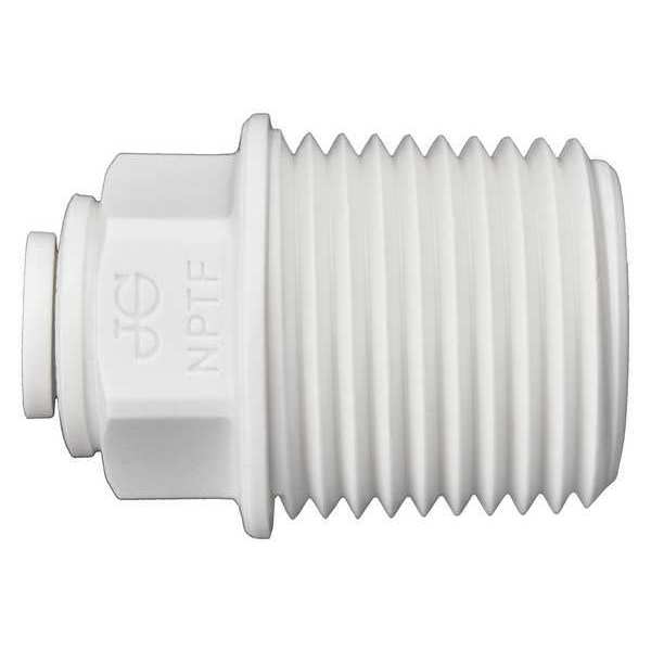 John Guest Male Connector, 1/4 in Tube Size, Polypropylene, White, 10 PK PP010824W