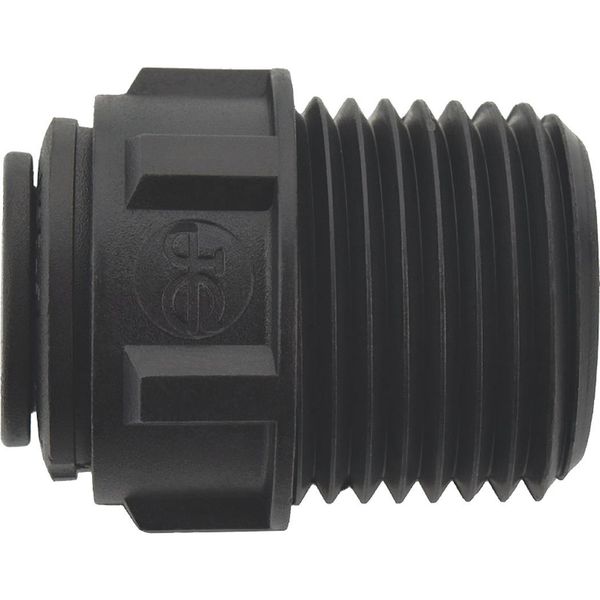 John Guest Push-to-Connect, Threaded Male Connector, 3/8 in Tube Size, Polypropylene, Black, 10 PK PP011224E