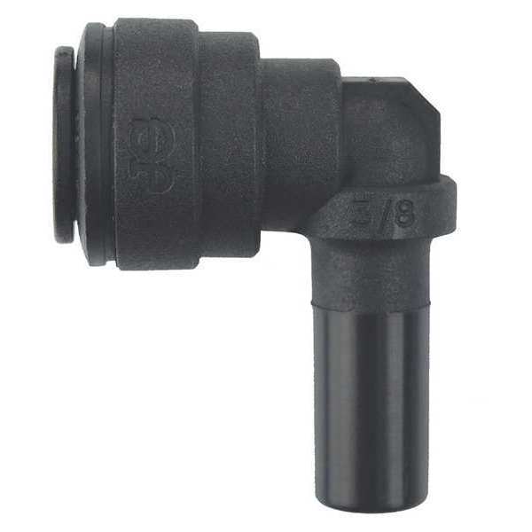 John Guest Barbed, Push-to-Connect Plug-In Elbow, 3/8 in Tube Size, Polypropylene, Black, 10 PK PP221212E