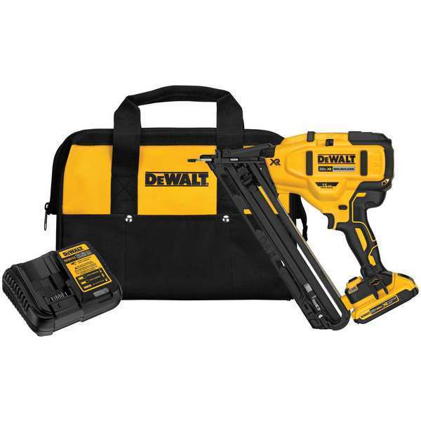 Dewalt 20V MAX XR R 15 GA Cordless Angled Finish Nailer Kit