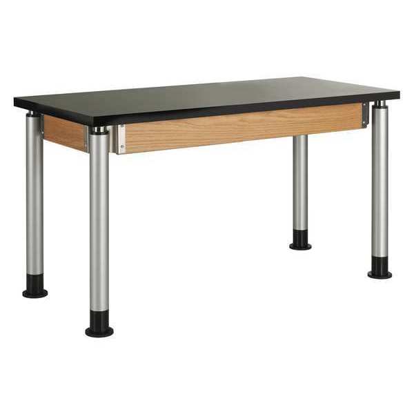 Diversified Spaces Adjustable Table, Black/Oak, 50" D P8102BK