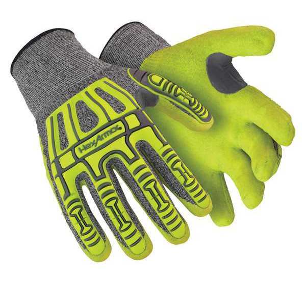 Hexarmor Hi-Vis Cut Resistant Impact Coated Gloves, A4 Cut Level, Nitrile, XL, 1 PR 2090X-XL (10)