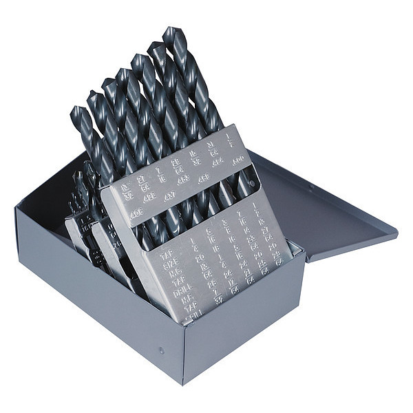 Cleveland 29PC CLE-MAX™ Jobber Length Drill Set Cleveland 2001G Steam Oxide HSS RHS/RHC 1/16-1/2x1/64 C72197