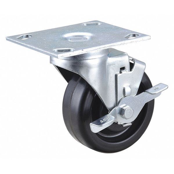 Zoro Select NSF-Listed Plate Caster, 4" Wheel Dia, 350 lb. 406P70