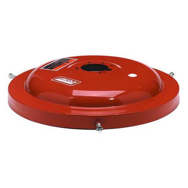 Lincoln Drum Cover, 16 gal., Steel, Red 46007