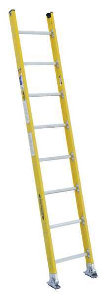 Werner 8 ft. Straight Ladder, Fiberglass, 8 Steps, 375 lb Load Capacity 7108-1