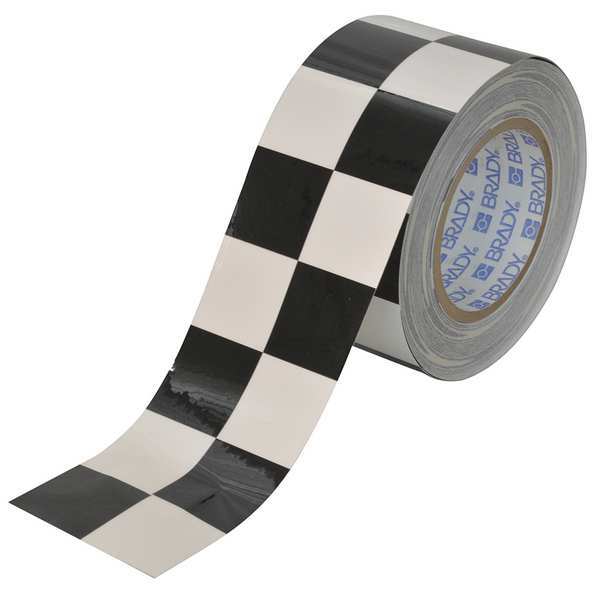 Brady Aisle Marking Tape, 3In W, 100Ft L, Blk/Wht 121914