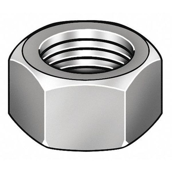 Zoro Select Heavy Hex Nut, 5/16"-18, 316 Stainless Steel, Not Graded, Plain, 19/64 in Ht, 50 PK U55081.031.0001