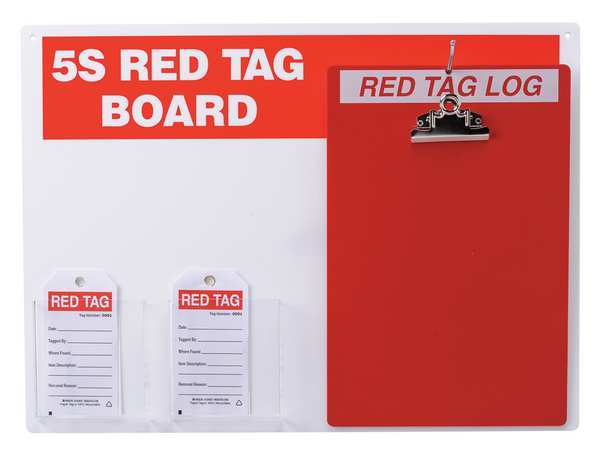 Brady Red Tag Station w/Clipboard, Small Tags 122056