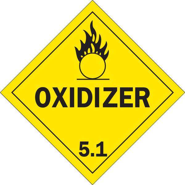 Brady Vehicle Placard, Oxidizer 5.1 63449