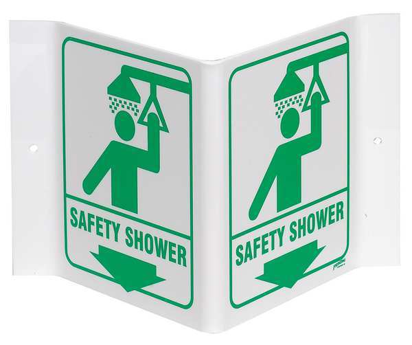 Brady Safety Shower Sign, 12" Height, 18" Width, Plastic, Rectangle, English 49043