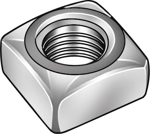 Zoro Select 1/2"-13 Low Carbon Steel Plain Finish Square Nut - Regular, 50 pk. U11120.050.0001