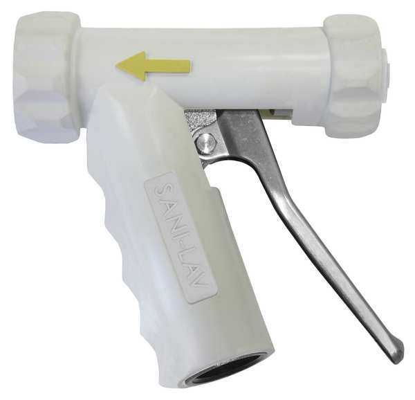 Sani-Lav Pistol Grip Spray Nozzle, 3/4 in Female, 150 psi, 7 gpm, White N1AW