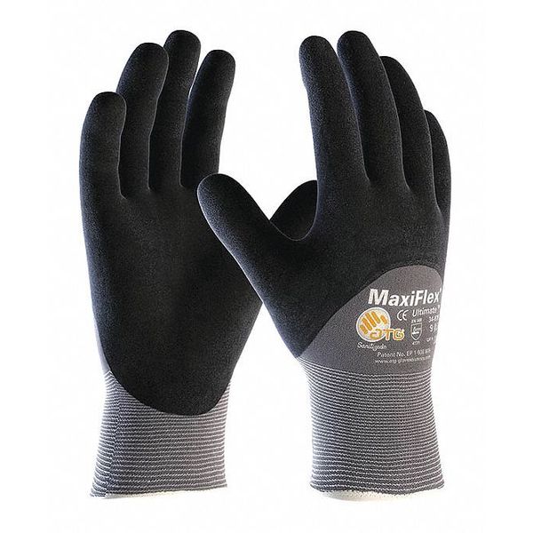 Pip Foam Nitrile Coated Gloves, 3/4 Dip Coverage, Black/Gray, L, 12PK 34-875/L