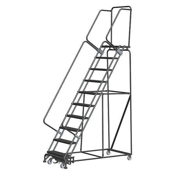 Ballymore 133 in H Steel Rolling Ladder, 10 Steps, 450 lb Load Capacity WA103214PSU