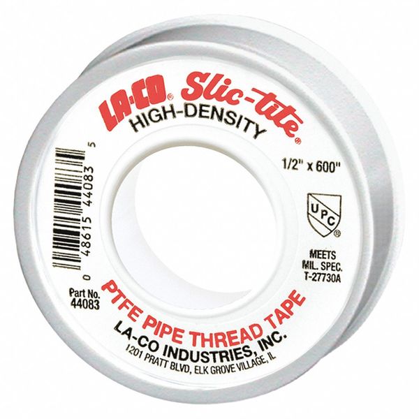 Markal Thread Sealant Tape, PTFE, 600 in. L, White 44083
