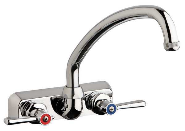 Chicago Faucet Manual, 4" Mount, Commercial 2 Hole Low Arc Kitchen Faucet W4W-L9E1-369AB