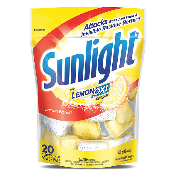 Sunlight Dishwashing Detergent, 20 Packs, Lemon, PK6 17117