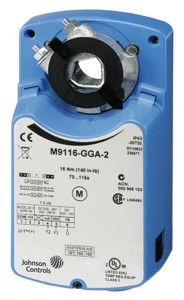 Johnson Controls Electric Actuator, 140 in.-lb., -4 to 122 M9116-GGA-2