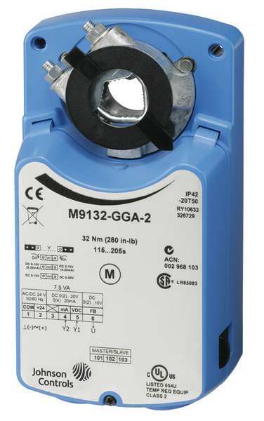 Johnson Controls Electric Actuator, 280 in.-lb.-4 to 122 M9132-GGA-2