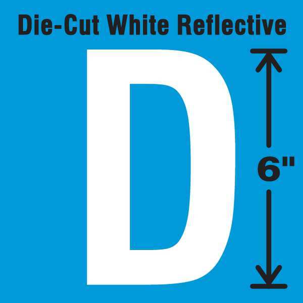 Stranco Die-Cut Reflective Letter Label, D, 6In H DWR-6-D-EA