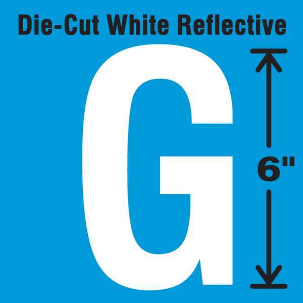 Stranco Die-Cut Reflective Letter Label, G, 6In H DWR-6-G-EA
