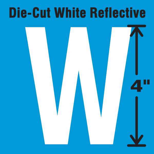 Stranco Die-Cut Refl. Letter Label, W, 4In H, PK5 DWR-4-W-5