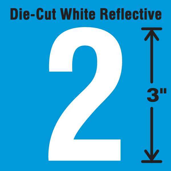 Stranco Die-Cut Refl. Number Label, 2, 3In H, PK5 DWR-3-2-5