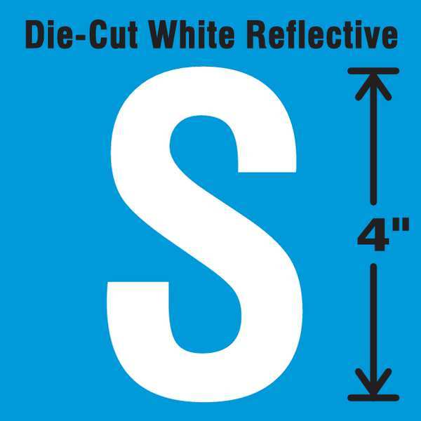Stranco Die-Cut Refl. Letter Label, S, 4In H, PK5 DWR-4-S-5