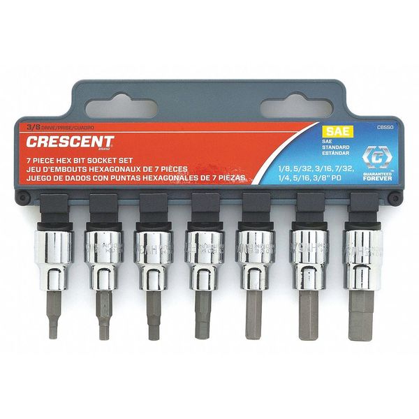 Crescent 7 Piece 3/8" Drive Hex Bit SAE Socket Set CBSS0N
