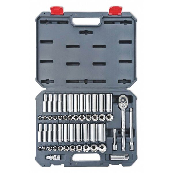 Crescent 3/8" Drive Standard and Deep Socket Wrench Tool Set, SAE/Metric, 52 pcs CSWS10N