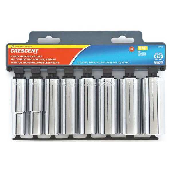 Crescent 8 Piece 1/2" Drive 6 Point Deep Metric Socket Set CSAS3N