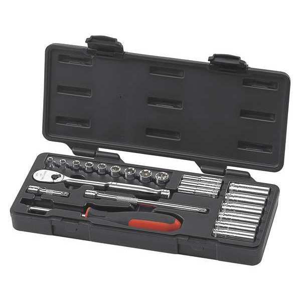 Gearwrench 1/4" Drive Mechanics Tool Set Metric 22 Pieces 4mm to 14mm, 2, 5, 6, 7-3/4 , Chorme 80327