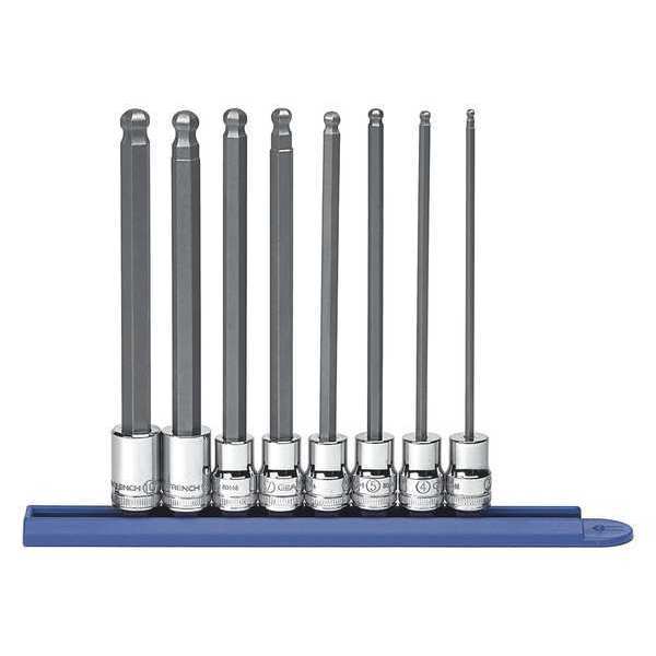 Gearwrench 8 Piece 3/8" Drive Long Ball End Hex Bit Metric Socket Set 80573