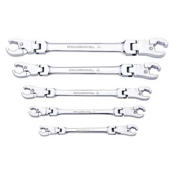 Gearwrench 5 Piece Ratcheting Flex Head Flare Nut SAE Wrench Set 89100