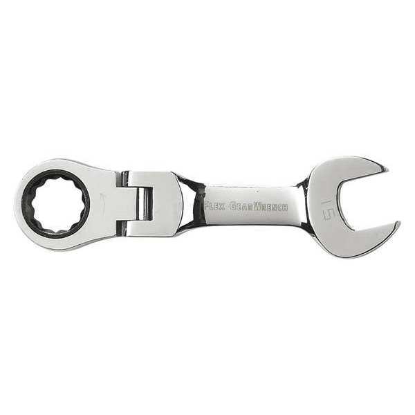 Gearwrench 15mm 12 Point Stubby Flex Head Ratcheting Combination Wrench 9556