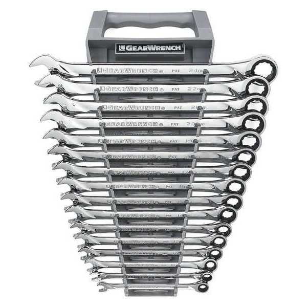 Gearwrench 16 Piece 72-Tooth 12 Point XL Ratcheting Combination Metric Wrench Set 85099