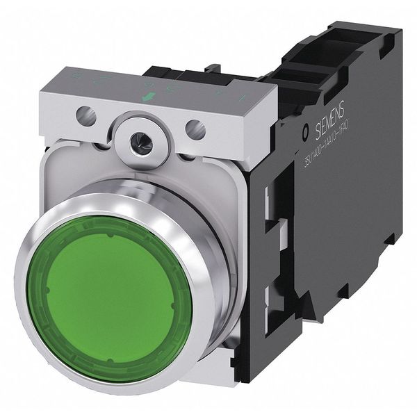 Siemens Illuminated Push Button, Green, 22mm, LED 3SU1152-0AB40-1FA0