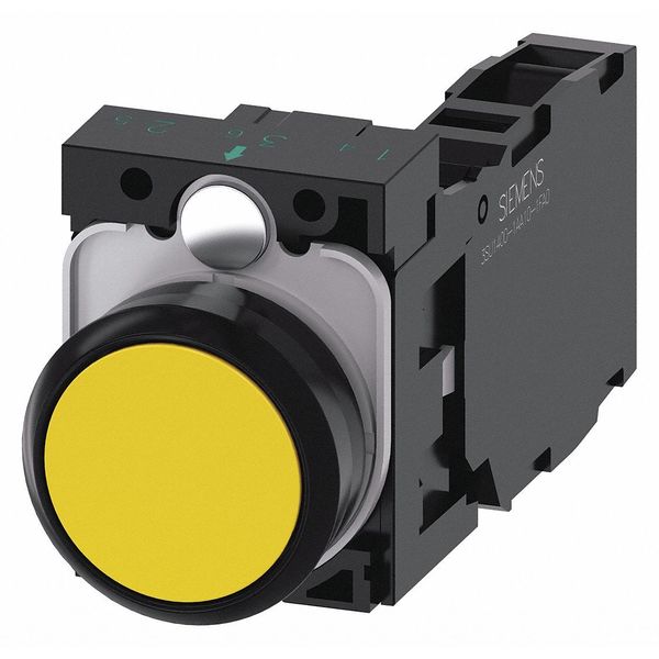 Siemens Push Button, 22mm, Yellow, Plastic Bezel 3SU1100-0AB30-1FA0