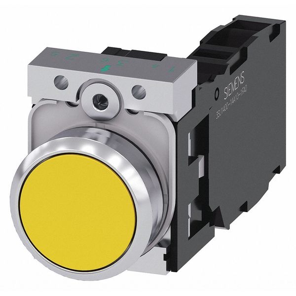 Siemens Push Button, 22mm, Yellow, Metal Bezel 3SU1150-0AB30-1FA0